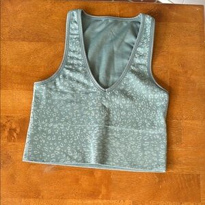 Green Sleeveless Fitted Crop Bra